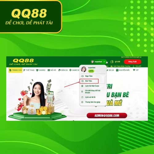 hướng dẫn rút tiền qq88